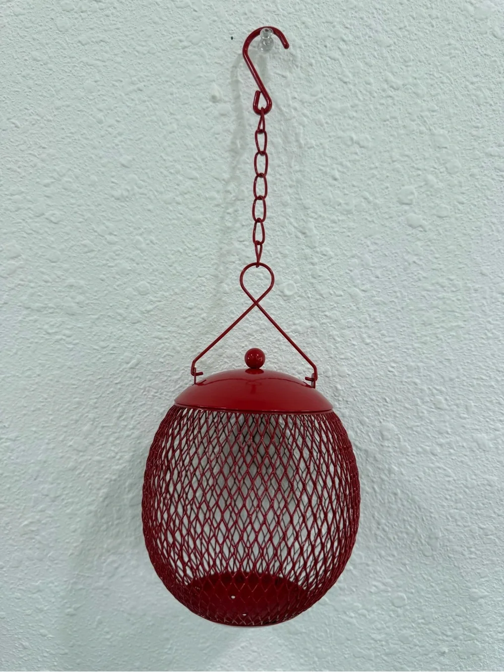 Set of 3 Colorful Metal Mesh Hanging Bird Feeders Red Blue Yellow